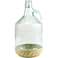HOME Damajuana con tapón mecánico- 5 litros- de Cristal- Transparente-Beige- 18 x 18 x 35 cm